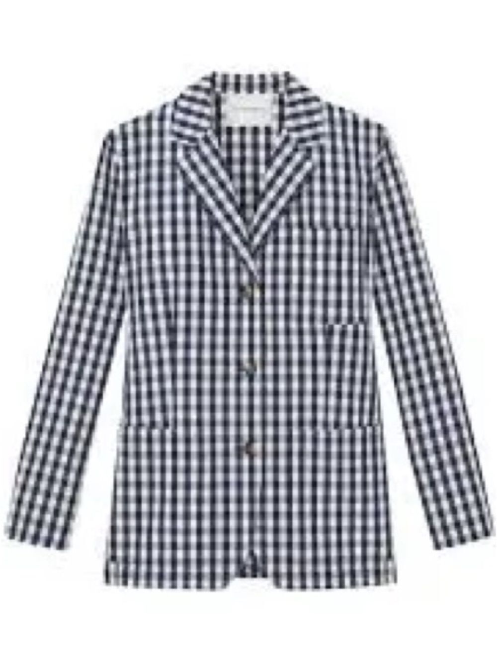 Lafayette 148 New York Navy and White Gingham Blazer XS